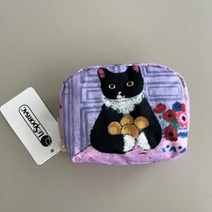 Lesportsac NewNew Cat Small Square Cosmetic Bag NWT